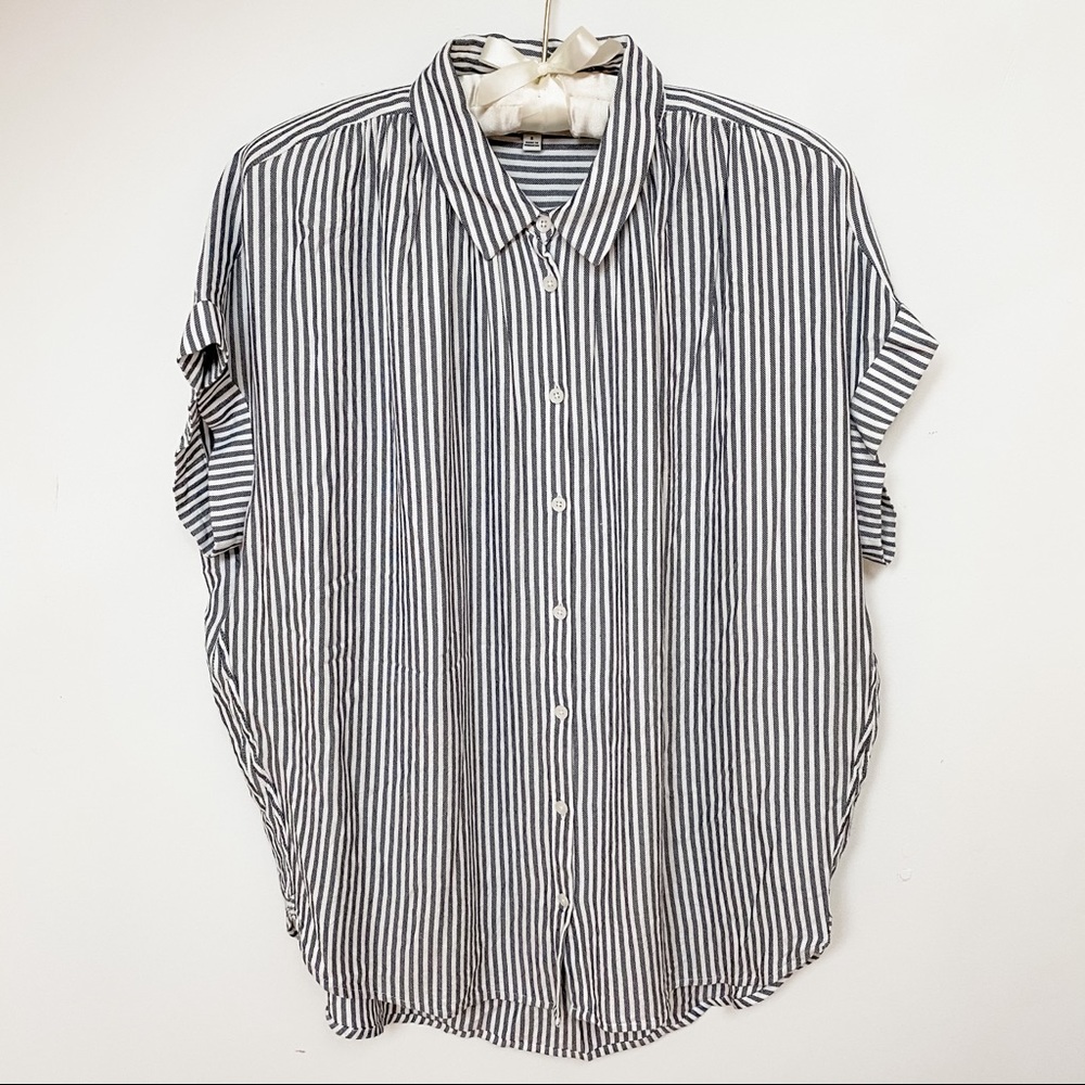 Madewell Striped Short Sleeve Button Down Top